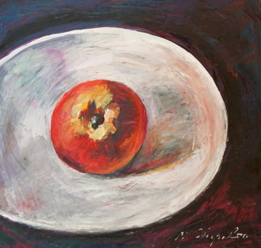 Painting titled "Pomme rouge sur ass…" by Nathalia Chipilova, Original Artwork, Acrylic