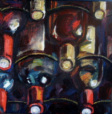 Painting titled "Wine bottles" by Nathalia Chipilova, Original Artwork, Acrylic