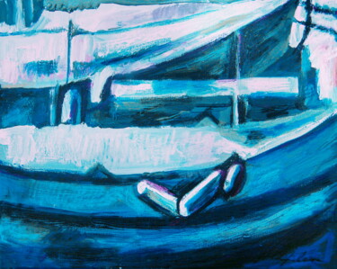 Peinture intitulée "Port bleu de Saint-…" par Nathalia Chipilova, Œuvre d'art originale, Acrylique Monté sur Châssis en bois