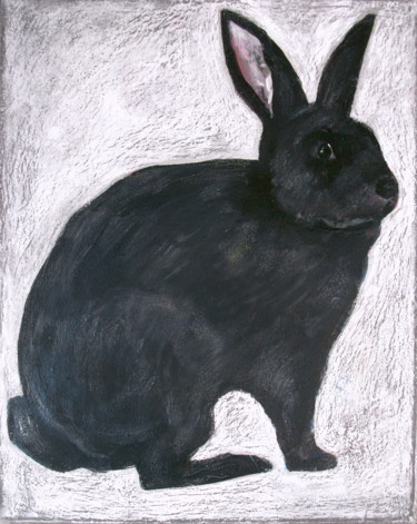 Pittura intitolato "Lapin noir" da Nathalia Chipilova, Opera d'arte originale, Acrilico