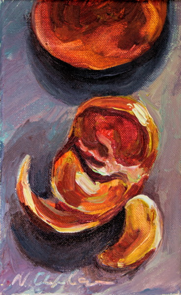 Peinture intitulée "Mandarine, tranches" par Nathalia Chipilova, Œuvre d'art originale, Acrylique