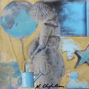 Collages titled "Demeter" by Nathalia Chipilova, Original Artwork, Collages Mounted on Wood Stretcher frame