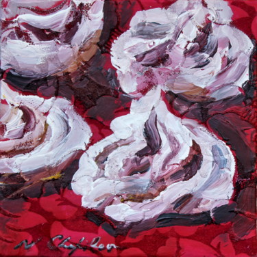 Peinture intitulée "Meringues, 20x20 cm" par Nathalia Chipilova, Œuvre d'art originale, Acrylique