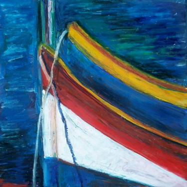Peinture intitulée "Barque maltaise 2" par Nathalia Chipilova, Œuvre d'art originale, Huile