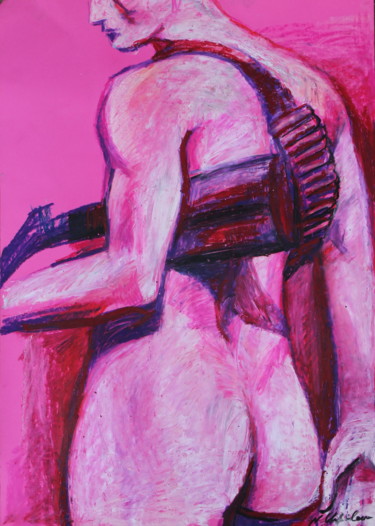 Disegno intitolato "Pink soldier" da Nathalia Chipilova, Opera d'arte originale, Pastello