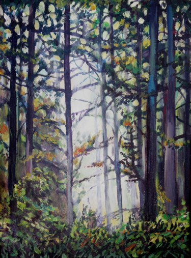 Peinture intitulée "In the forest 3,  6…" par Nathalia Chipilova, Œuvre d'art originale, Acrylique