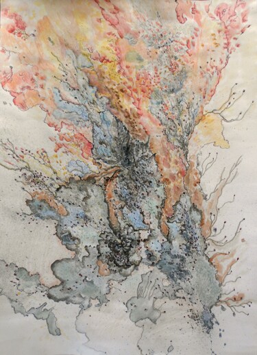 Peinture intitulée "Blowing up" par Athanasia Karatza, Œuvre d'art originale, Gouache