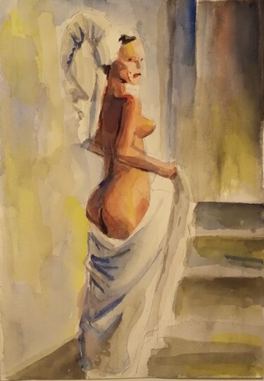Peinture intitulée "Nude women 47" par Athanasios Ksagaras, Œuvre d'art originale, Aquarelle