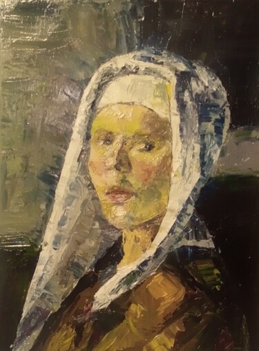 Ζωγραφική με τίτλο "Woman portrait 965" από Αθανασιος Ξαγαρας, Αυθεντικά έργα τέχνης, Λάδι Τοποθετήθηκε στο Ξύλινο φορείο σκ…
