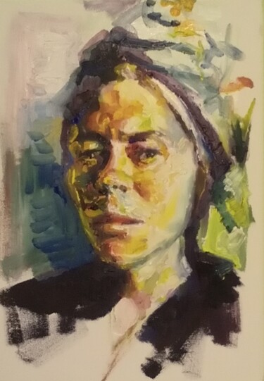 Картина под названием "Woman portrait 693" - Αθανασιος Ξαγαρας, Подлинное произведение искусства, Масло Установлен на Деревя…