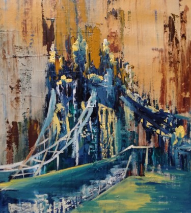 Peinture intitulée "London Bridge" par Atignas Art, Œuvre d'art originale, Huile Monté sur Panneau de bois