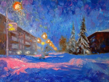 Картина под названием "Зимний покой." - Ara Avetisyan, Подлинное произведение искусства, Масло Установлен на Деревянная рама…