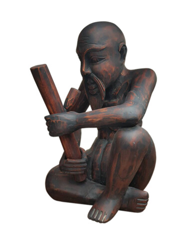 Sculpture intitulée "SMOKER" par Atthaporn Rosedis, Œuvre d'art originale, Bois