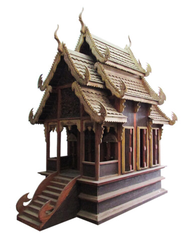 Sculpture titled "LARGE SPIRIT HOUSE" by Atthaporn Rosedis, Original Artwork, Wood