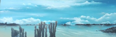 Illustration aquarelle paysage plage de Cleut Rouz, Mousterlin