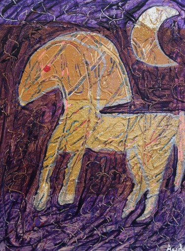 Peinture intitulée "Cheval antique." par Aude Peris, Œuvre d'art originale, Acrylique Monté sur Carton