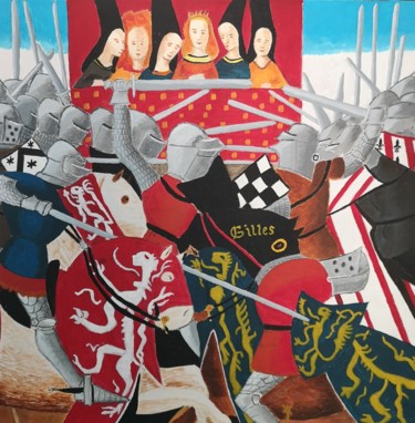 Pittura intitolato "tournois de chevali…" da Gwen Audebert, Opera d'arte originale, Acrilico