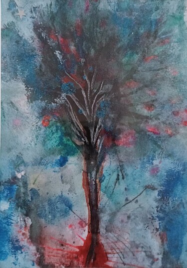 「La nuit de l'arbre」というタイトルの絵画 Audrey Denisによって, オリジナルのアートワーク, アクリル
