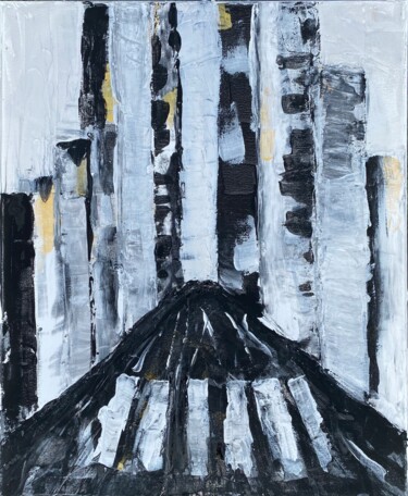 Ζωγραφική με τίτλο "La ville en noir et…" από Audrey Letheux, Αυθεντικά έργα τέχνης, Ακρυλικό