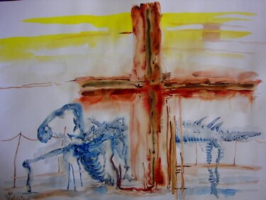 Рисунок под названием "Kreuzszene / Cross…" - August Di Lena, Подлинное произведение искусства, Акварель