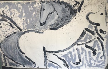 Картина под названием "Wild horses" - Augustin Asselin De Williencourt, Подлинное произведение искусства, Акрил