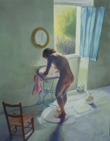 Картина под названием "La toilette / the w…" - James Augustin, Подлинное произведение искусства, Масло