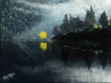 Malerei mit dem Titel "The Paradise Lake" von Augustyn Engty, Original-Kunstwerk, Acryl