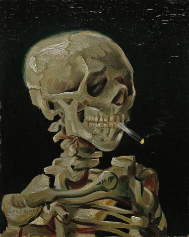 Pintura titulada "4663, squelette crâ…" por Aupalt, Obra de arte original, Oleo Montado en Bastidor de camilla de madera
