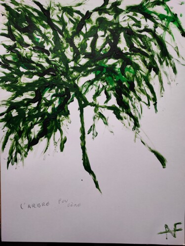 Painting titled "L'arbre fou gère" by Aurelie Foglia, Original Artwork, Acrylic Mounted on Cardboard