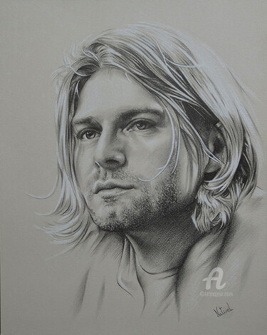 Drawing titled "Portrait de Kurt Co…" by Aurélie Nativel, Original Artwork, Pencil