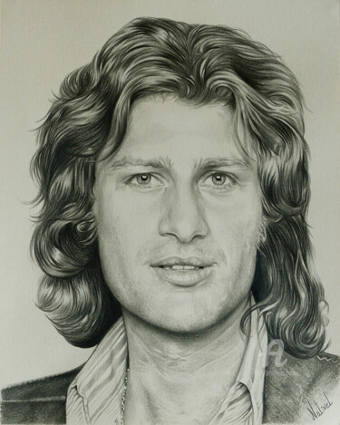Drawing titled "Portrait de Mike Br…" by Aurélie Nativel, Original Artwork, Pencil