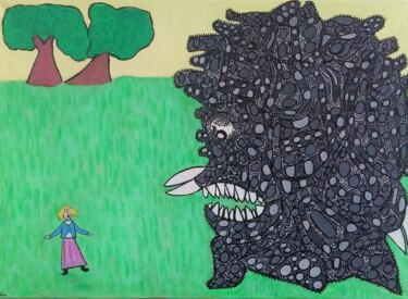 Painting titled "Monstre dans la pra…" by Aorlius, Original Artwork, Acrylic