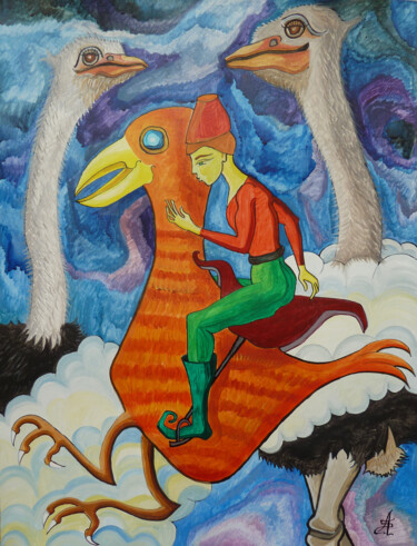 Pintura intitulada "Le Voyageur" por Aurélie Sarrazin, Obras de arte originais, Acrílico