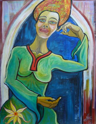 Painting titled "A la porte de la nu…" by Aurélie Sarrazin, Original Artwork, Acrylic
