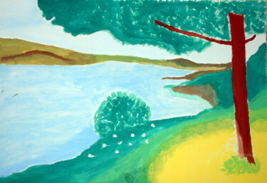 Peinture intitulée "Lago Ampollino" par Aurelio Nicolazzo, Œuvre d'art originale, Aquarelle