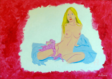 Schilderij getiteld "Nudo" door Aurelio Nicolazzo, Origineel Kunstwerk, Olie