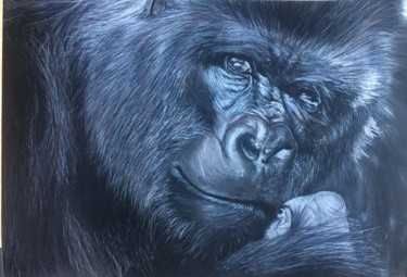 Painting titled "Le penseur" by Auriane Devaux, Original Artwork, Pastel