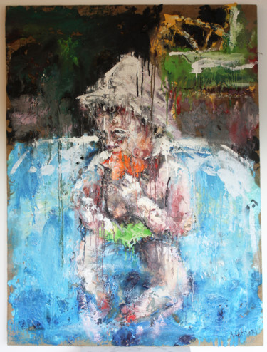 Картина под названием "La bassine 2" - Aurore Lanteri, Подлинное произведение искусства, Воск Установлен на Деревянная рама…