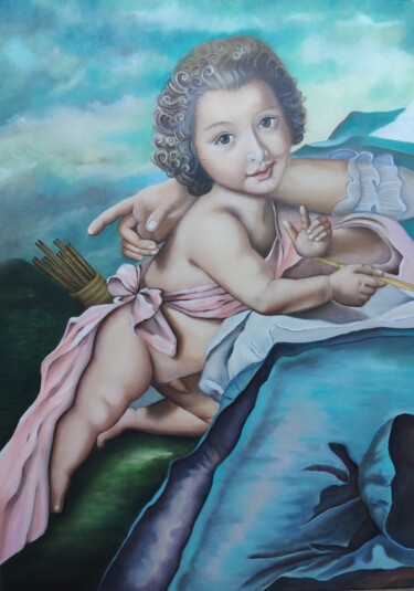 Pittura intitolato "Eros" da Ausra Manamangas, Opera d'arte originale, Olio Montato su Telaio per barella in legno