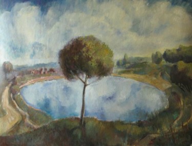 Pittura intitolato "Дерево и озеро" da Aleksandr Beliakov, Opera d'arte originale