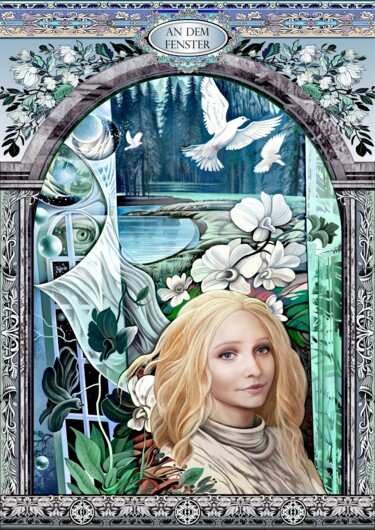 Digitale Kunst mit dem Titel "Blondes Mädchen" von Konstantin Avdeev, Original-Kunstwerk, Digitale Malerei