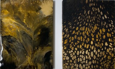 Malerei mit dem Titel "Diptych "Gold pen a…" von Valeriya Avtukhova, Original-Kunstwerk, Acryl Auf Keilrahmen aus Holz monti…