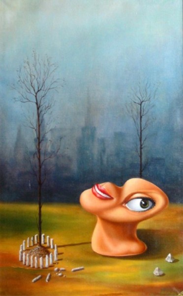 Pittura intitolato "To Plant a Tree. По…" da Vladimir Abaimov, Opera d'arte originale, Olio