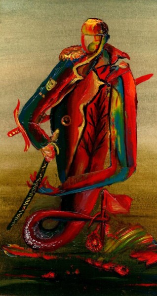 Картина под названием "Warrior of the Past…" - Владимир Абаимов, Подлинное произведение искусства, Масло