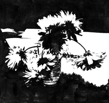 Rysunek zatytułowany „Flowers in black. Ц…” autorstwa Владимир Абаимов, Oryginalna praca, Atrament