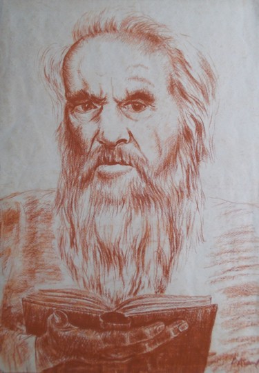 Dibujo titulada "Lev Tolstoy. Лев То…" por Vladimir Abaimov, Obra de arte original, Tiza