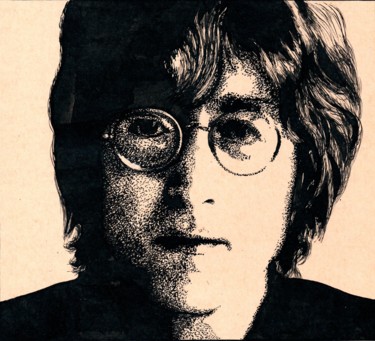 Dessin intitulée "Sir John Lennon 2" par Vladimir Abaimov, Œuvre d'art originale, Encre