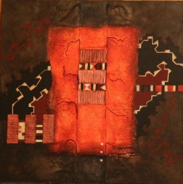 Painting titled "RECTANGLE ORANGE" by Annick Volant-Vettu (AVVA), Original Artwork, Oil