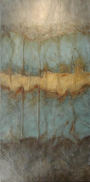 Painting titled "RESONNANCE BLEUE" by Annick Volant-Vettu (AVVA), Original Artwork, Acrylic Mounted on Wood Stretcher frame