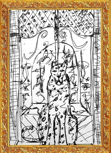 Desenho intitulada "Boceto de Leopardo" por Axel Frías, Obras de arte originais, Canetac de aerossol